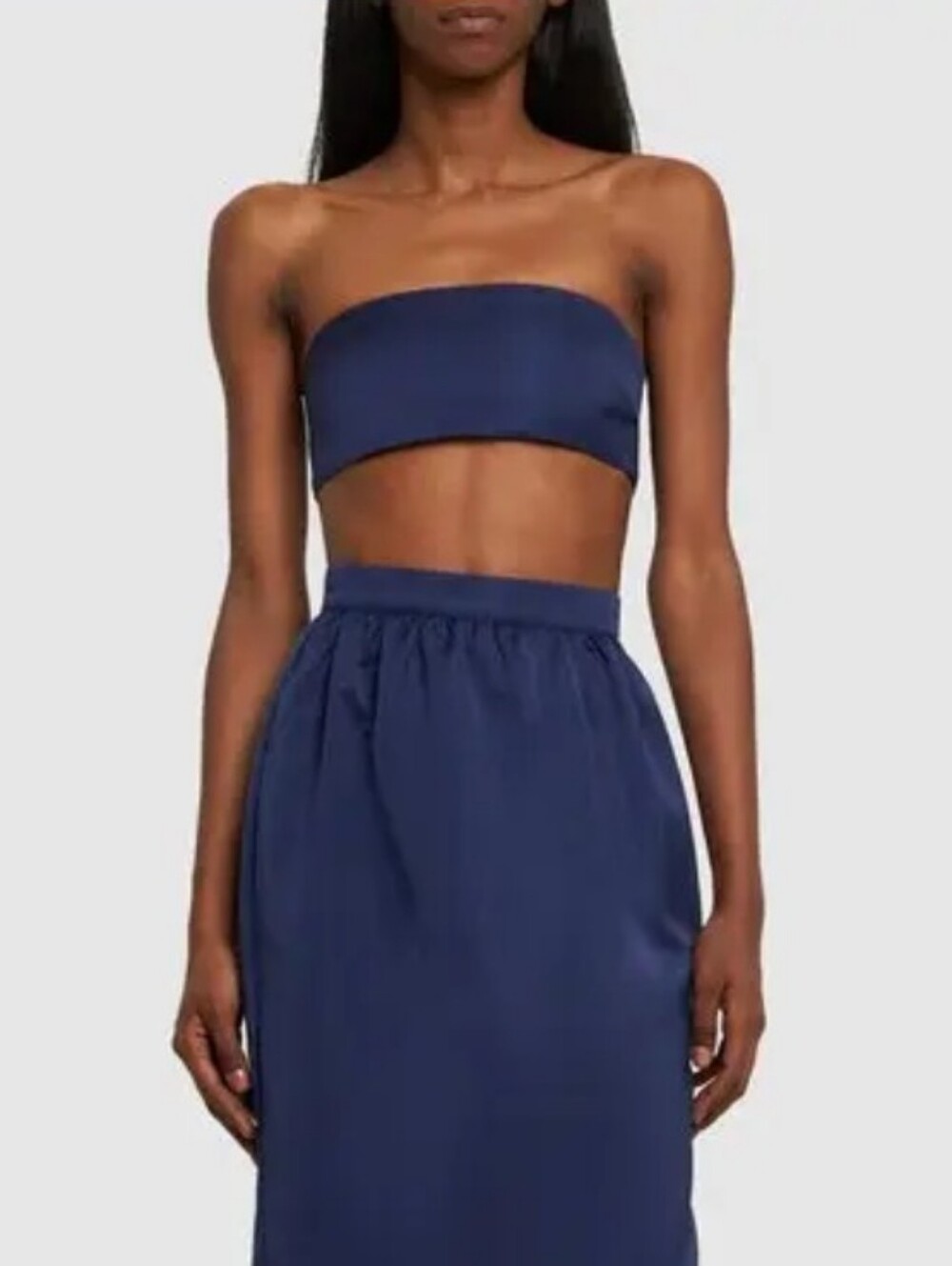 WeWoreWhat Duchess Satin Bandeau Top Navy Size 16 - Picture 1 of 11